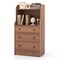Walnut Engineered Wood Tall Storage Dresser with Shelves and Drawers
